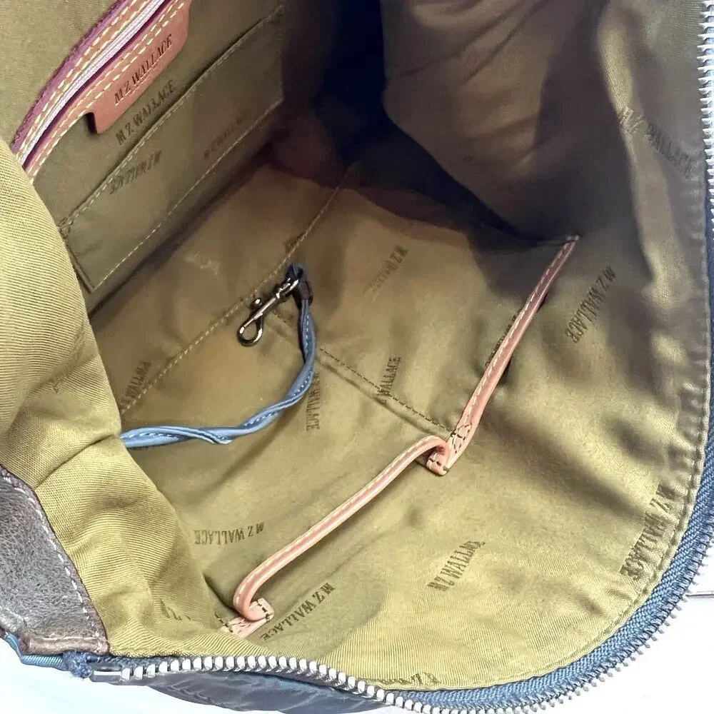 MZ Wallace Blue Nylon Strappy Hobo Shoulder Handbag Purse Womens